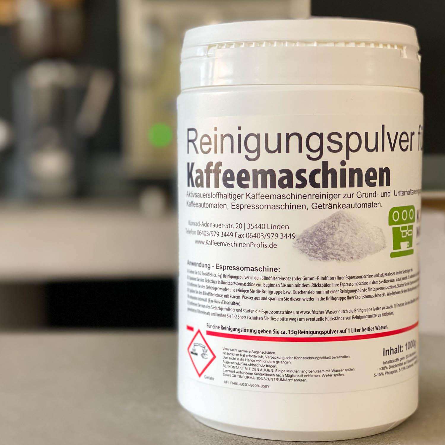 Reinigungspulver für die Brühgruppe E61, für alle Espresso- und Siebträgermaschinen.